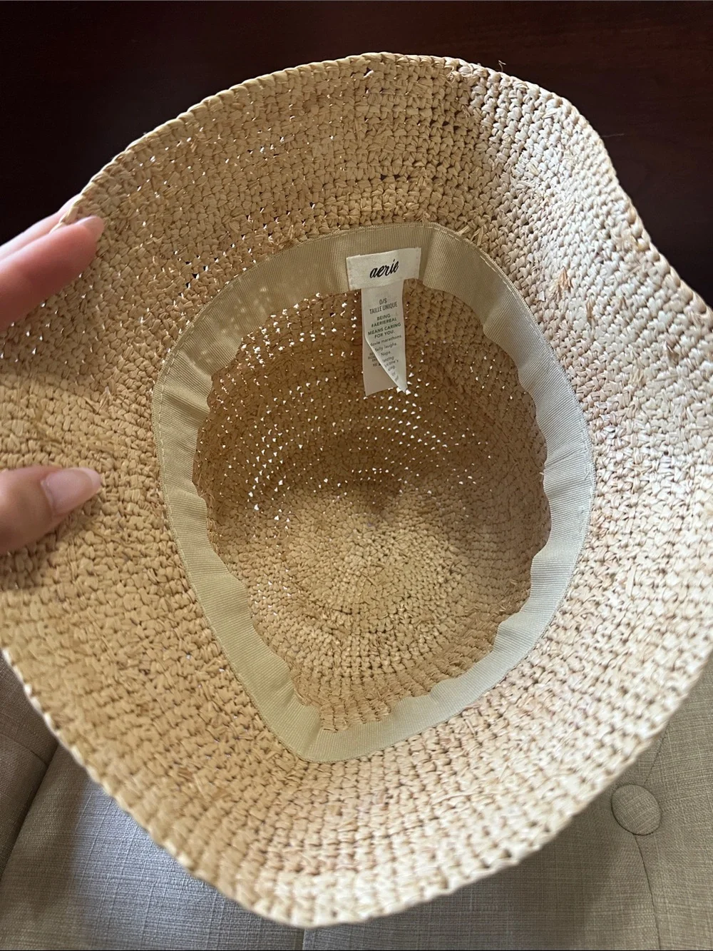 Aerie Straw Crochet Bucket Hat - Natural